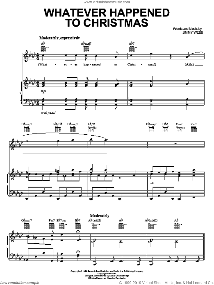 Whatever Happened To Christmas sheet music for voice, piano or guitar by Frank Sinatra and Jimmy Webb, intermediate skill level