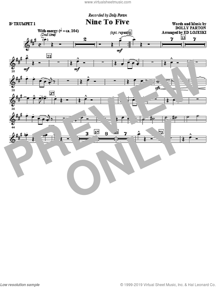 Nine To Five (arr. Ed Lojeski) (complete set of parts) sheet music for orchestra/band by Dolly Parton and Ed Lojeski, intermediate skill level