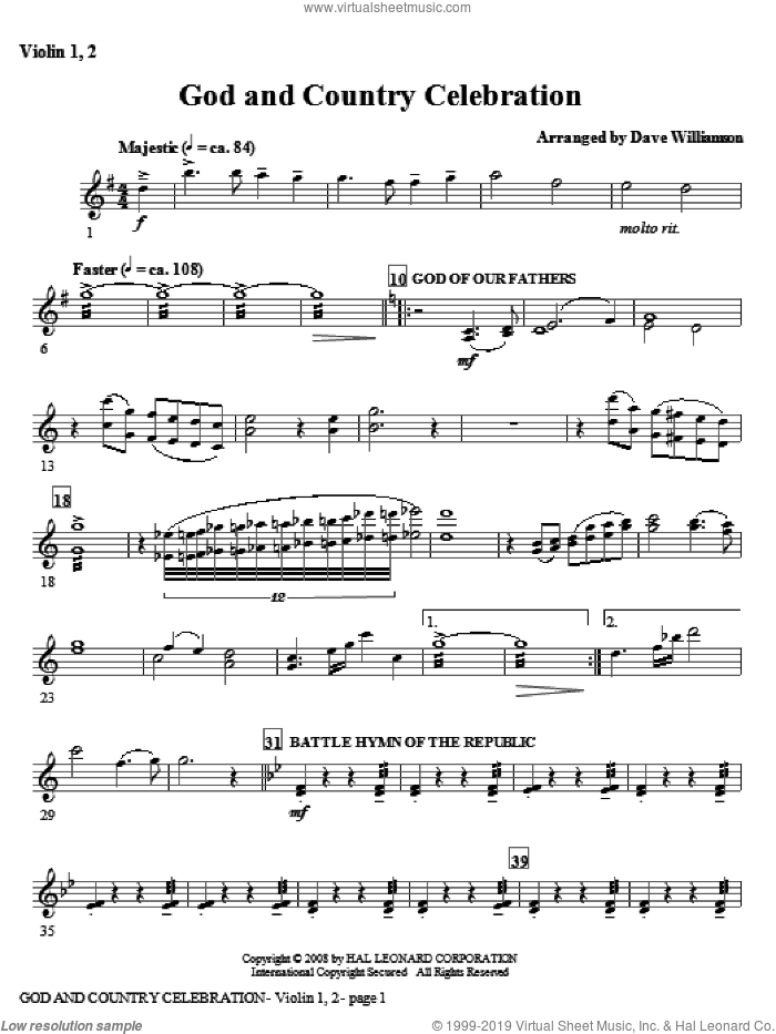 God And Country Celebration (Medley) sheet music for orchestra/band (viola) by Dave Williamson, intermediate skill level