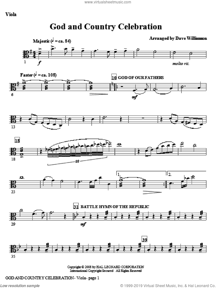 God And Country Celebration (Medley) sheet music for orchestra/band (cello) by Dave Williamson, intermediate skill level
