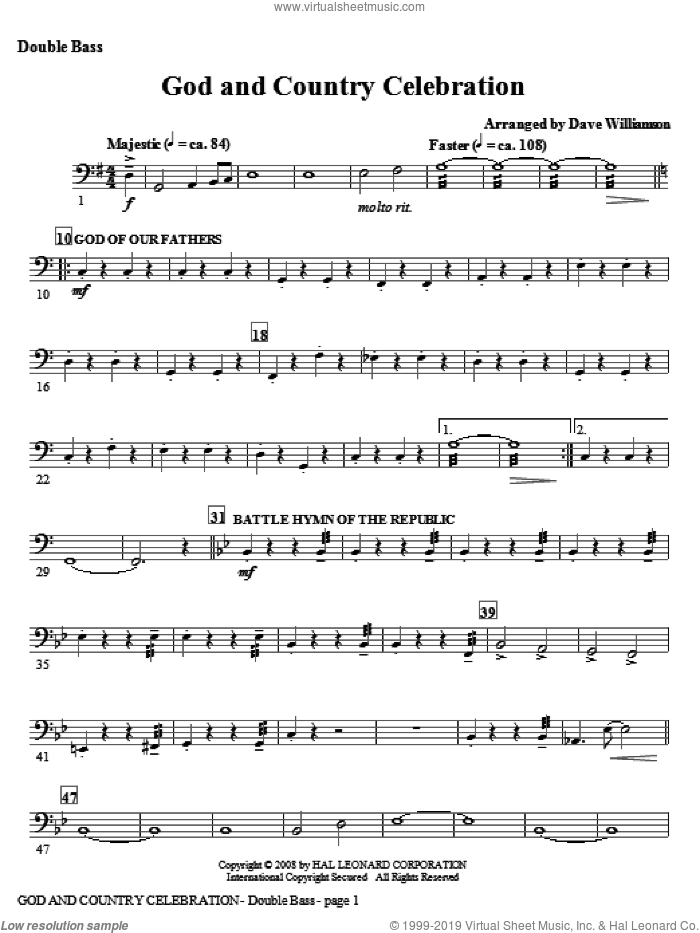 God And Country Celebration (Medley) sheet music for orchestra/band (alto sax, horn sub) by Dave Williamson, intermediate skill level
