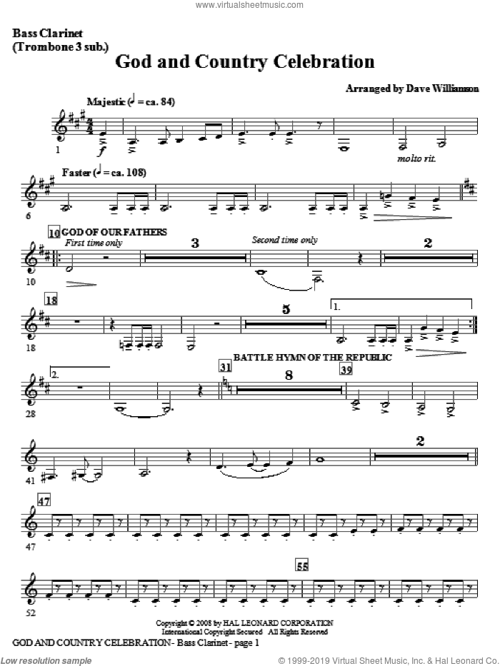God And Country Celebration (Medley) sheet music for orchestra/band (bassoon, cello sub) by Dave Williamson, intermediate skill level