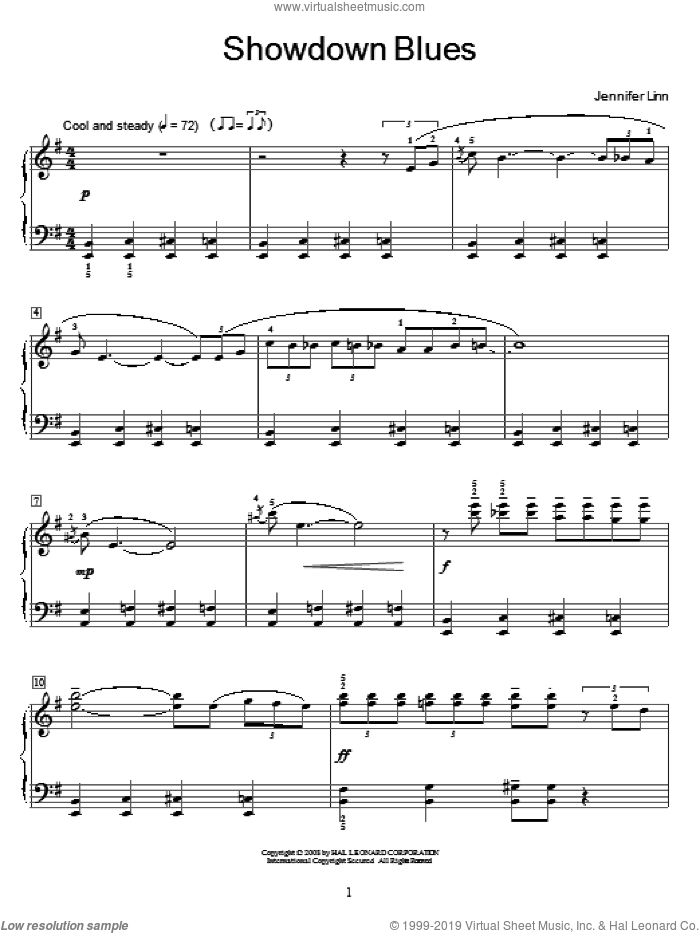 Showdown Blues sheet music for piano solo (elementary) by Jennifer Linn and Miscellaneous, beginner piano (elementary)
