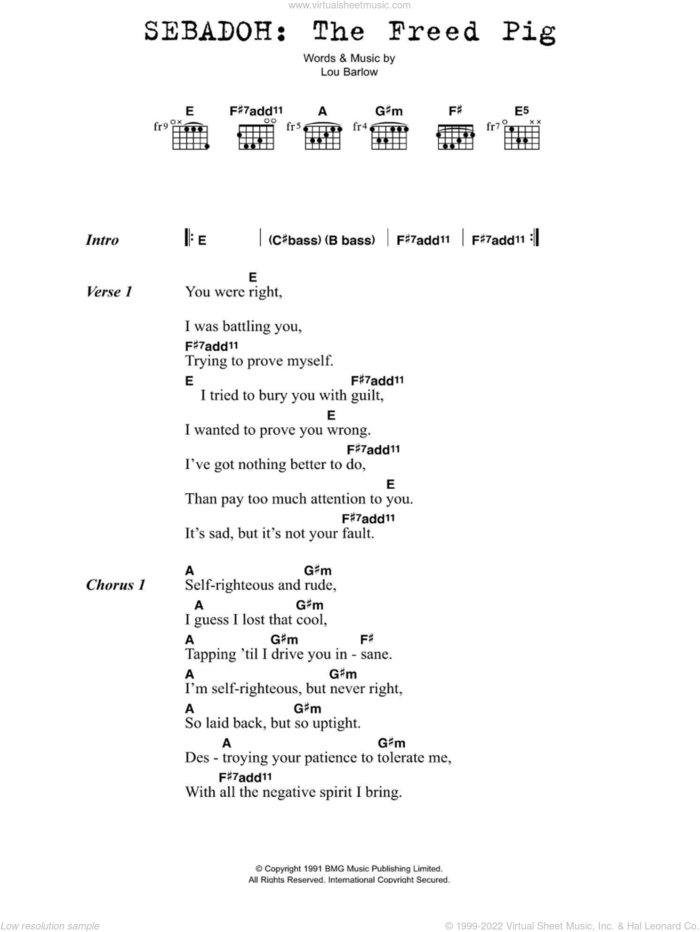 The Freed Pig sheet music for guitar (chords) by Sebadoh and Lou Barlow, intermediate skill level