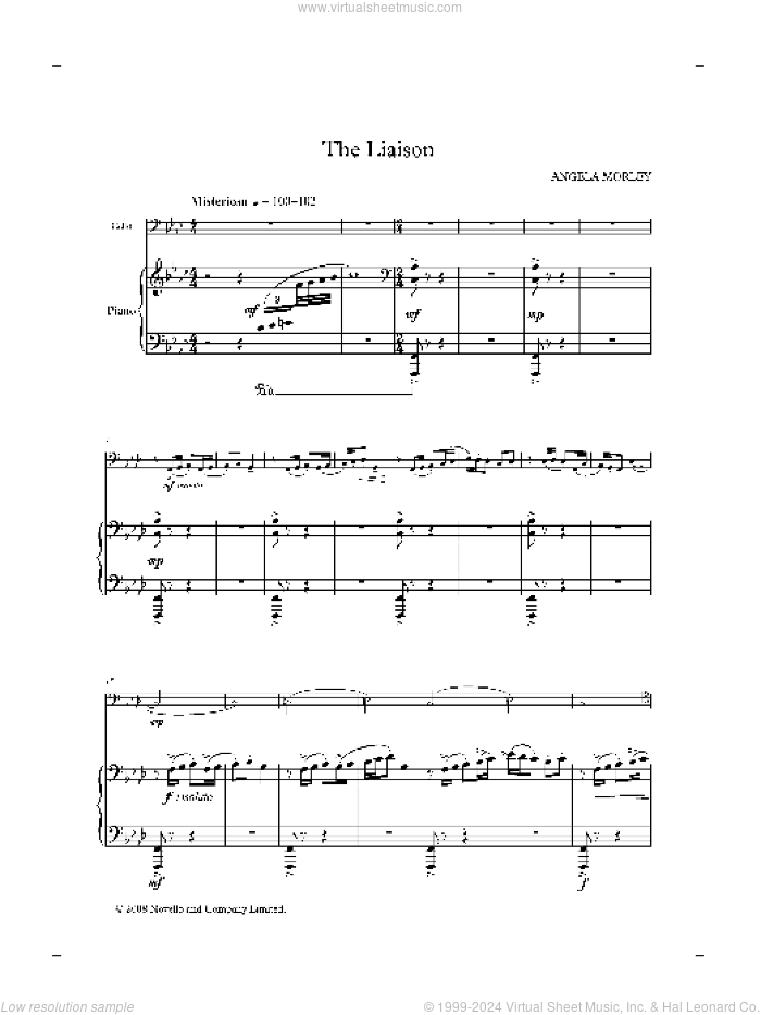 The Liaison (score and parts) sheet music for cello and piano by Angela Morley, classical score, intermediate skill level