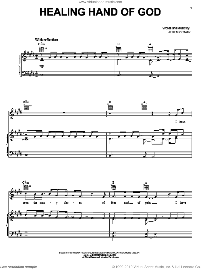 Healing Hand Of God sheet music for voice, piano or guitar by Jeremy Camp, intermediate skill level