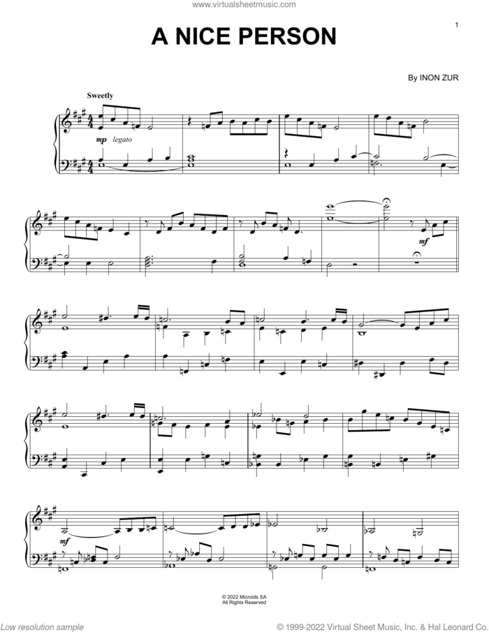 A Nice Person (from Syberia: The World Before) sheet music for piano solo by Inon Zur, intermediate skill level