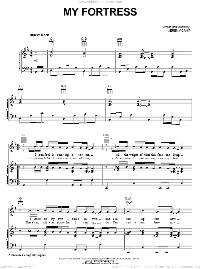 My Fortress sheet music for voice, piano or guitar by Jeremy Camp, intermediate skill level