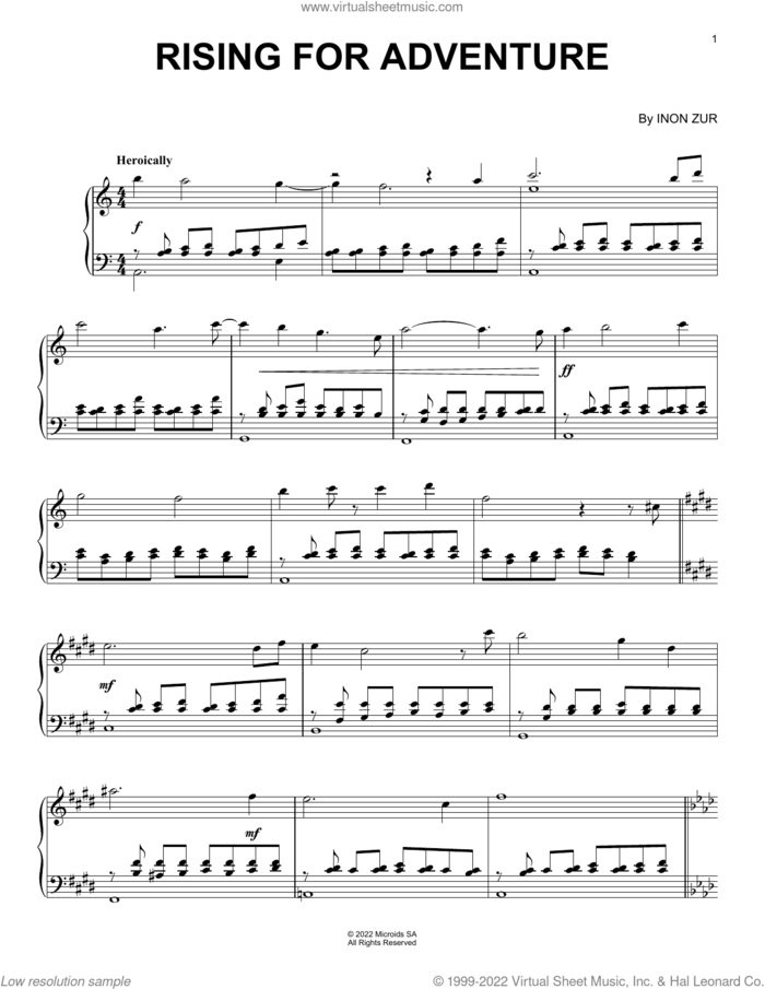 Rising For Adventure (from Syberia: The World Before) sheet music for piano solo by Inon Zur, intermediate skill level