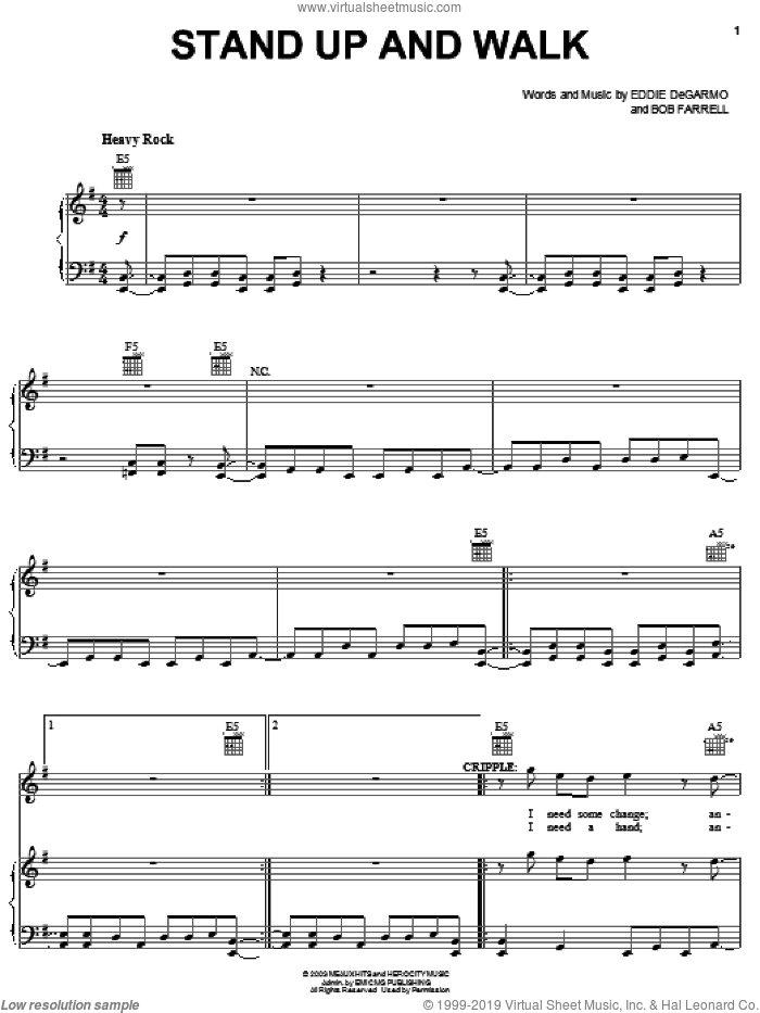 Stand Up And Walk sheet music for voice, piano or guitar by Michael Tait, !Hero: The Rock Opera (Musical), Bob Farrell and Eddie DeGarmo, intermediate skill level