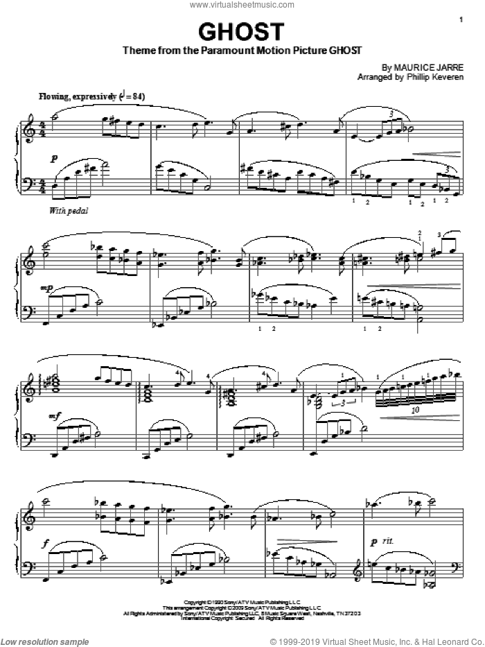 Ghost (arr. Phillip Keveren) sheet music for piano solo by Maurice Jarre and Phillip Keveren, intermediate skill level