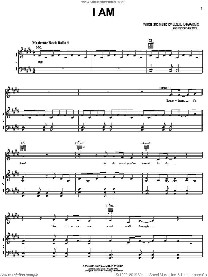 I Am sheet music for voice, piano or guitar by Michael Tait, !Hero: The Rock Opera (Musical), Bob Farrell and Eddie DeGarmo, intermediate skill level