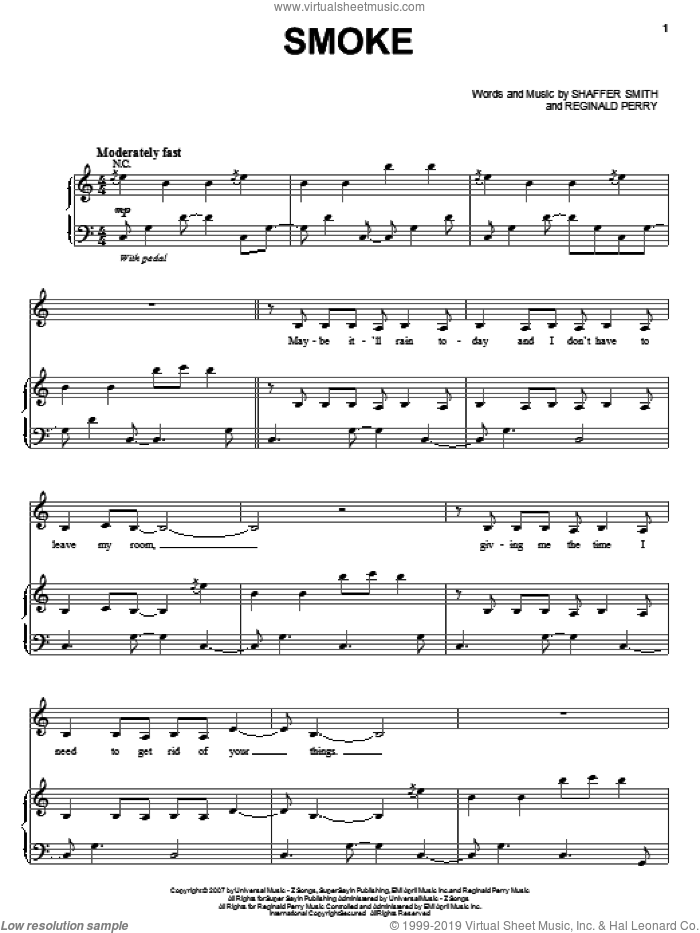 Smoke sheet music for voice, piano or guitar by Mary J. Blige, Reginald Perry and Shaffer Smith, intermediate skill level