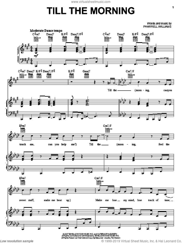 Till The Morning sheet music for voice, piano or guitar by Mary J. Blige and Pharrell Williams, intermediate skill level