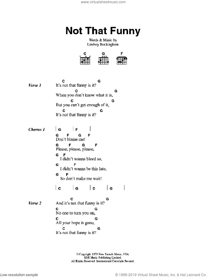 Not That Funny sheet music for guitar (chords) by Fleetwood Mac and Lindsey Buckingham, intermediate skill level