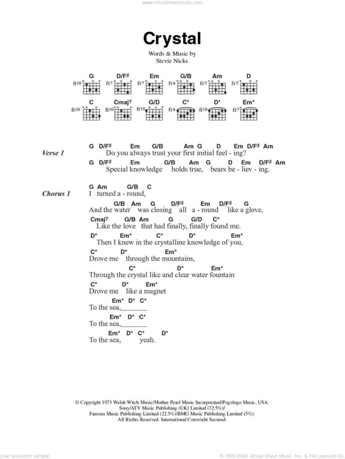 Crystal sheet music for guitar (chords) by Fleetwood Mac and Stevie Nicks, intermediate skill level