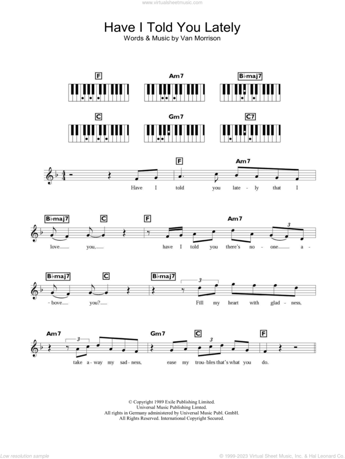 Have I Told You Lately sheet music for voice and other instruments (fake book) by Van Morrison, wedding score, intermediate skill level
