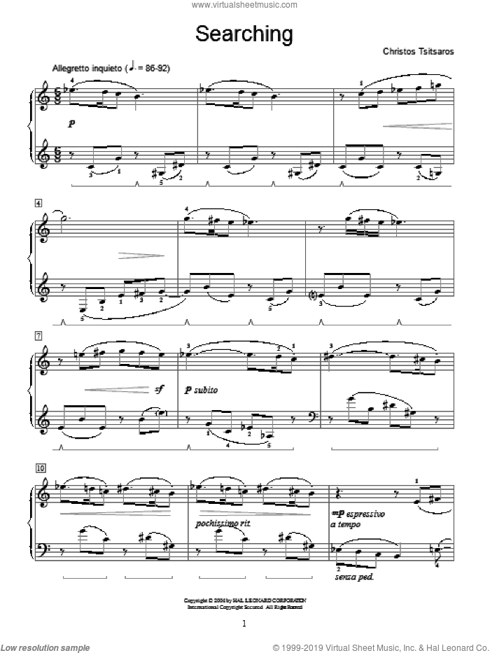Searching sheet music for piano solo (elementary) by Christos Tsitsaros and Miscellaneous, classical score, beginner piano (elementary)