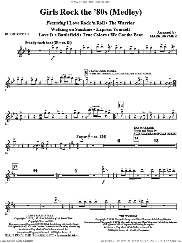 Girls Rock the '80s (Medley) (complete set of parts) sheet music for orchestra/band by Mark Brymer, intermediate skill level