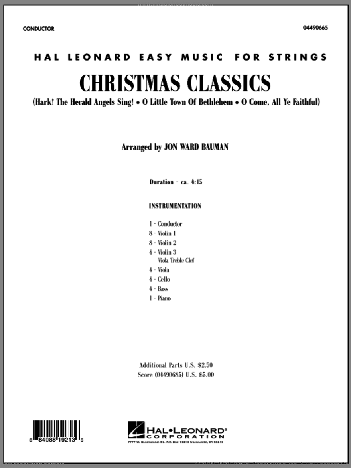 Christmas Classics (COMPLETE) sheet music for orchestra by Jon Ward Bauman, intermediate skill level