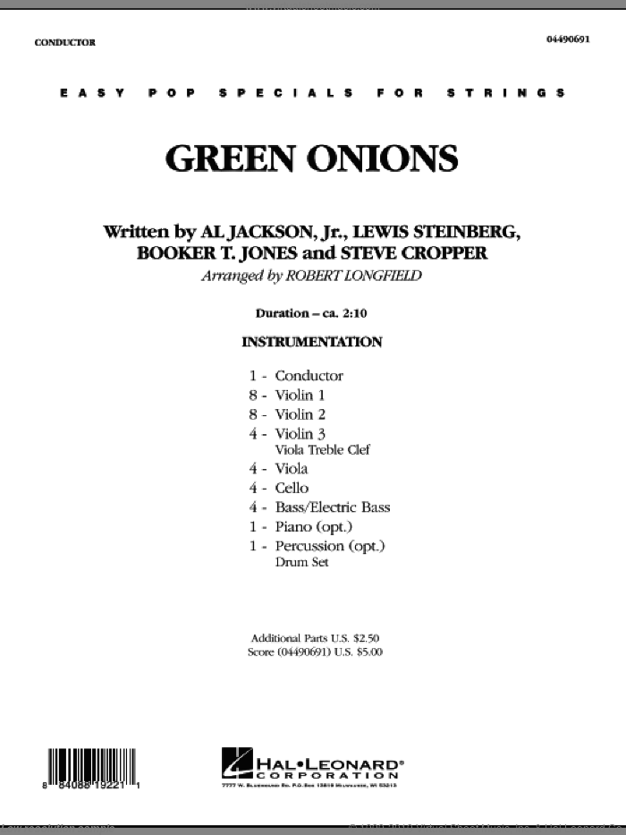 Green Onions (COMPLETE) sheet music for orchestra by Robert Longfield, intermediate skill level
