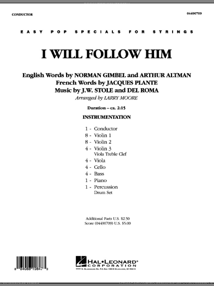 I Will Follow Him (COMPLETE) sheet music for orchestra by Larry Moore, Del Roma and J.W. Stole, intermediate skill level