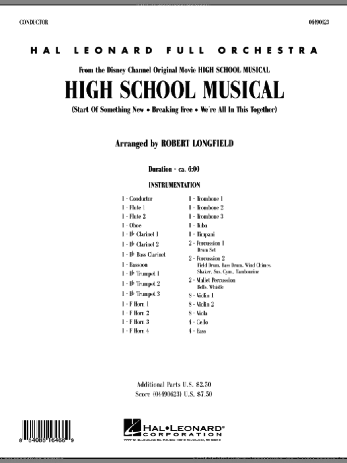 High School Musical (COMPLETE) sheet music for full orchestra by Robert Longfield, intermediate skill level