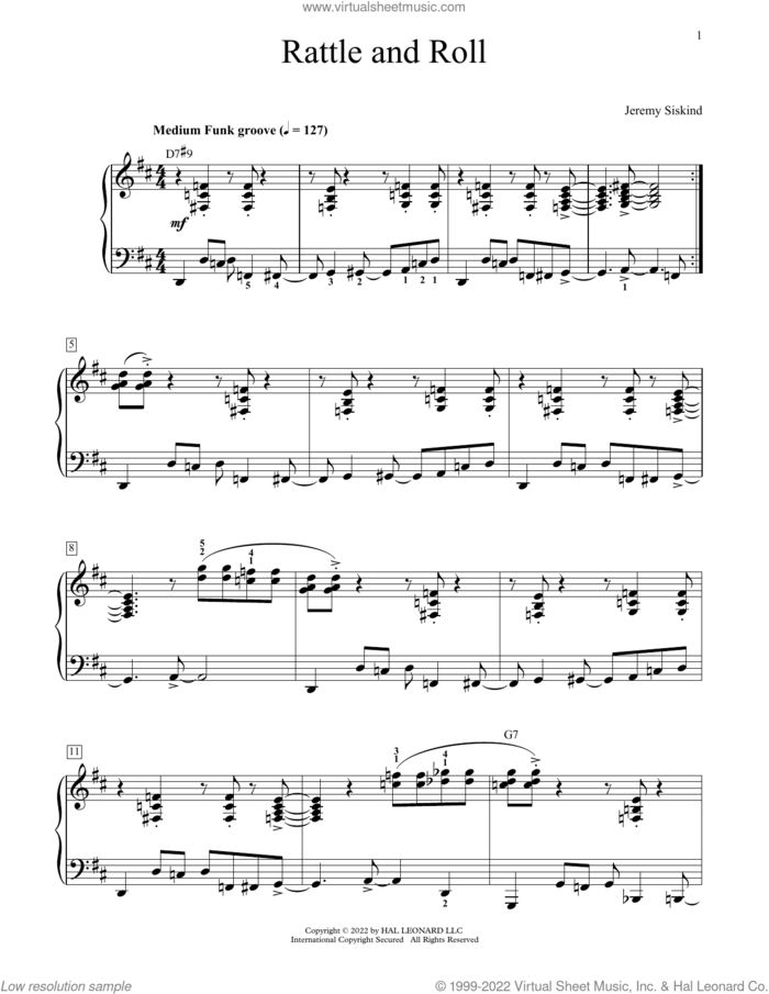 Rattle And Roll sheet music for piano solo (elementary) by Jeremy Siskind, beginner piano (elementary)
