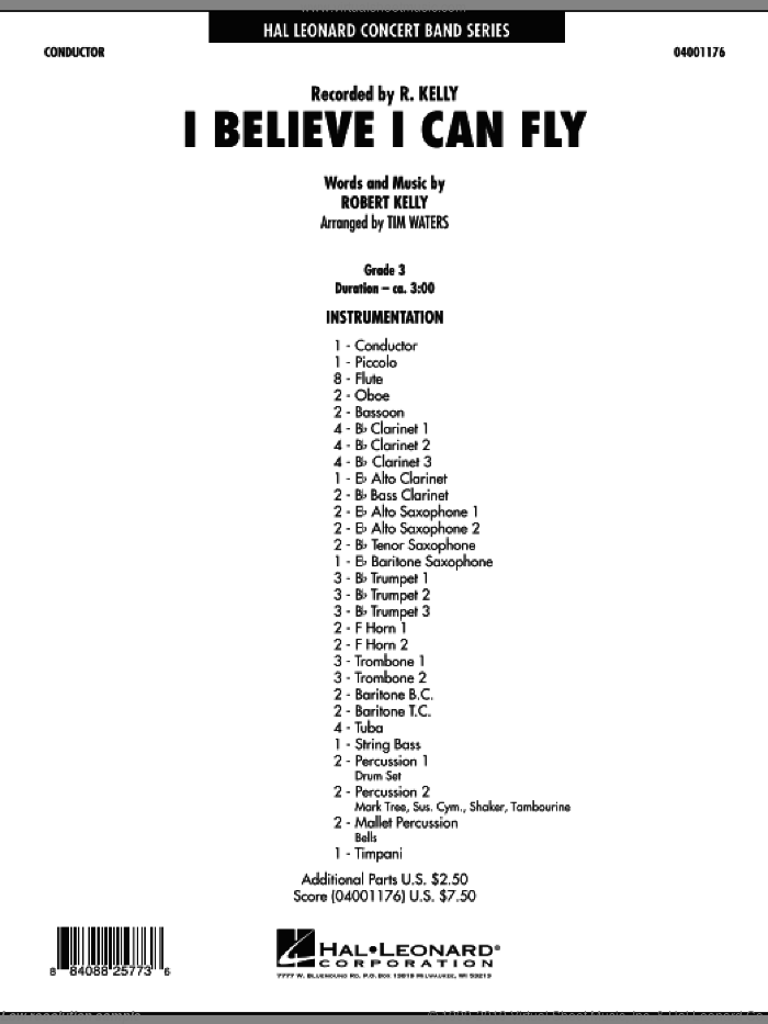 I Believe I Can Fly (COMPLETE) sheet music for concert band by Robert Kelly and Tim Waters, intermediate skill level