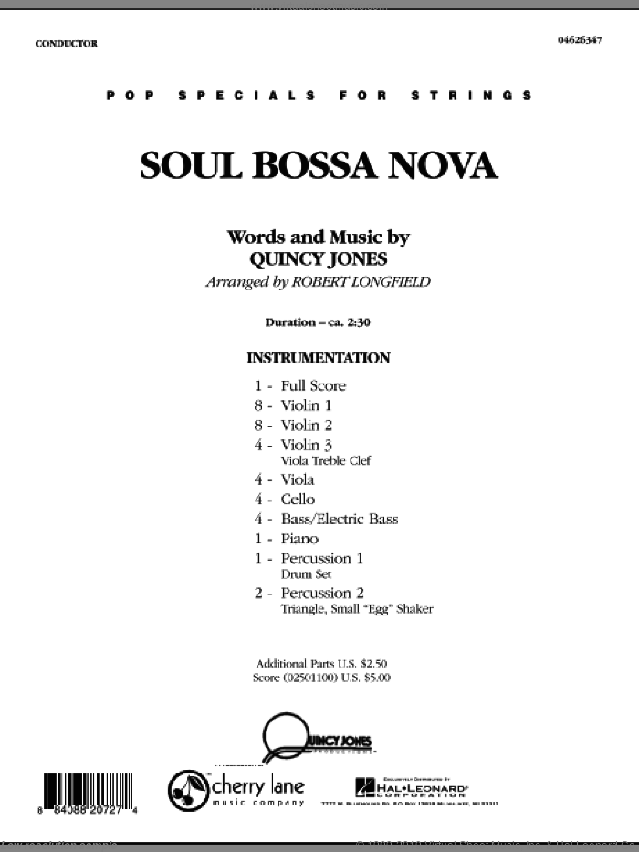 Soul Bossa Nova (COMPLETE) sheet music for orchestra by Quincy Jones and Robert Longfield, intermediate skill level