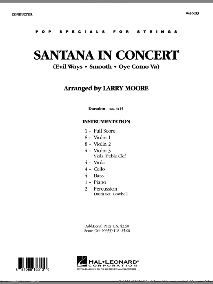 Santana in Concert (COMPLETE) sheet music for orchestra by Larry Moore and Carlos Santana, intermediate skill level