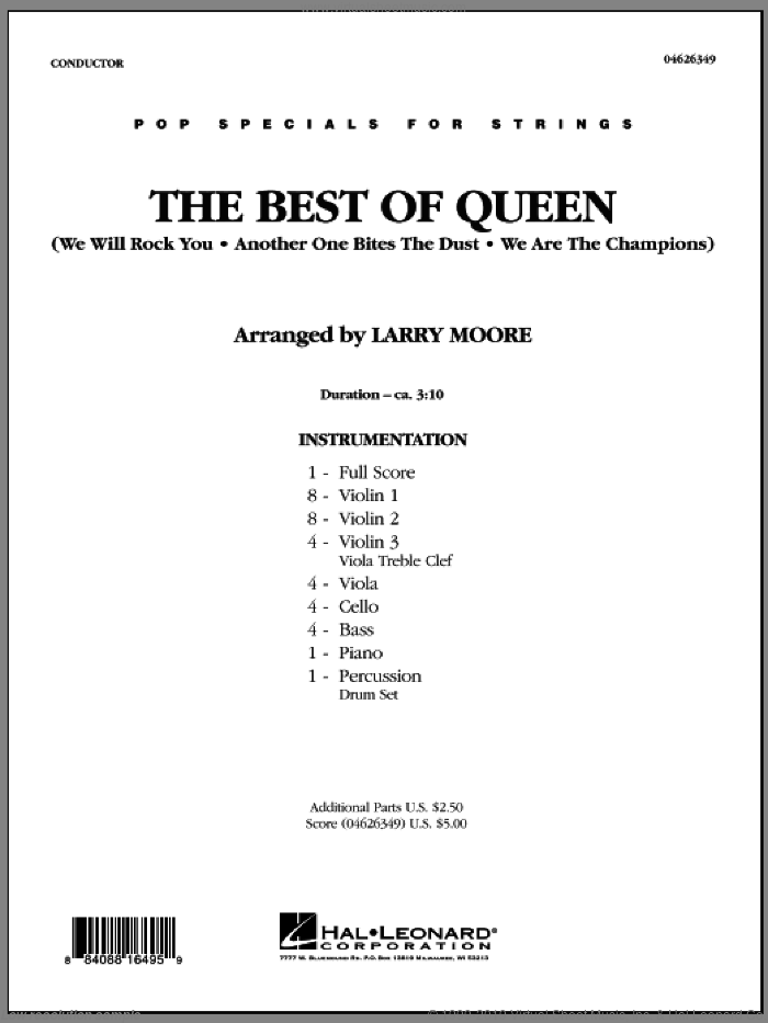 The Best of Queen (COMPLETE) sheet music for orchestra by Queen and Larry Moore, intermediate skill level