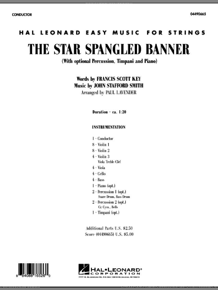 Star Spangled Banner (COMPLETE) sheet music for orchestra by Paul Lavender, intermediate skill level
