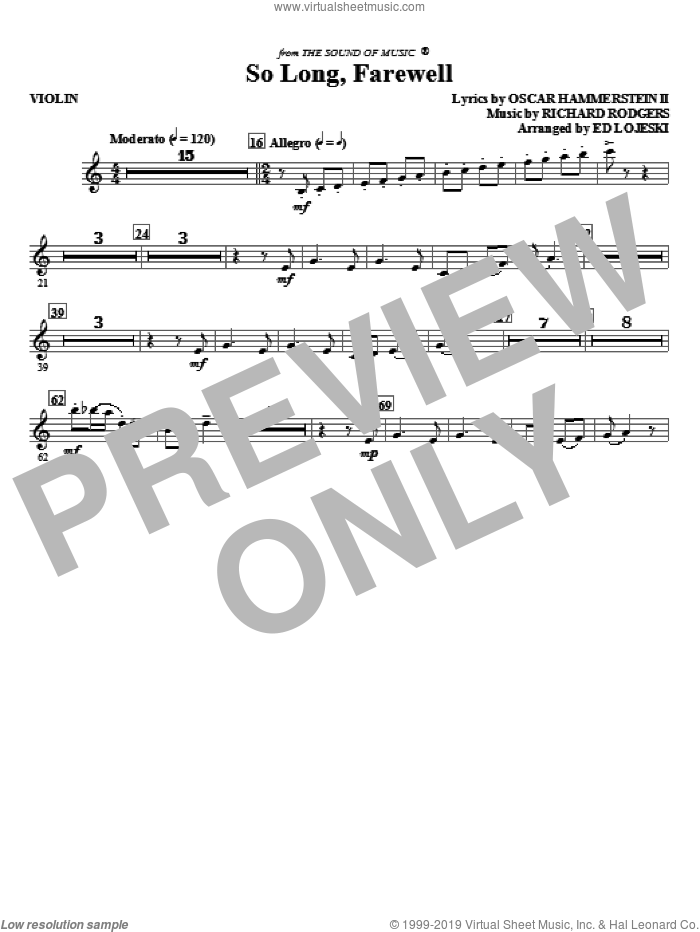 So Long, Farewell (from The Sound Of Music) (complete set of parts) sheet music for orchestra/band (Strings) by Richard Rodgers, Oscar II Hammerstein and Ed Lojeski, intermediate skill level