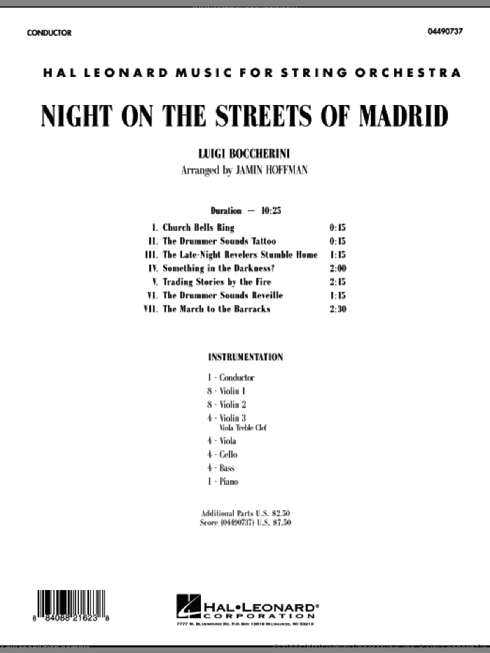 Night on the Streets of Madrid (COMPLETE) sheet music for orchestra by Luigi Boccherini and Jamin Hoffman, classical score, intermediate skill level