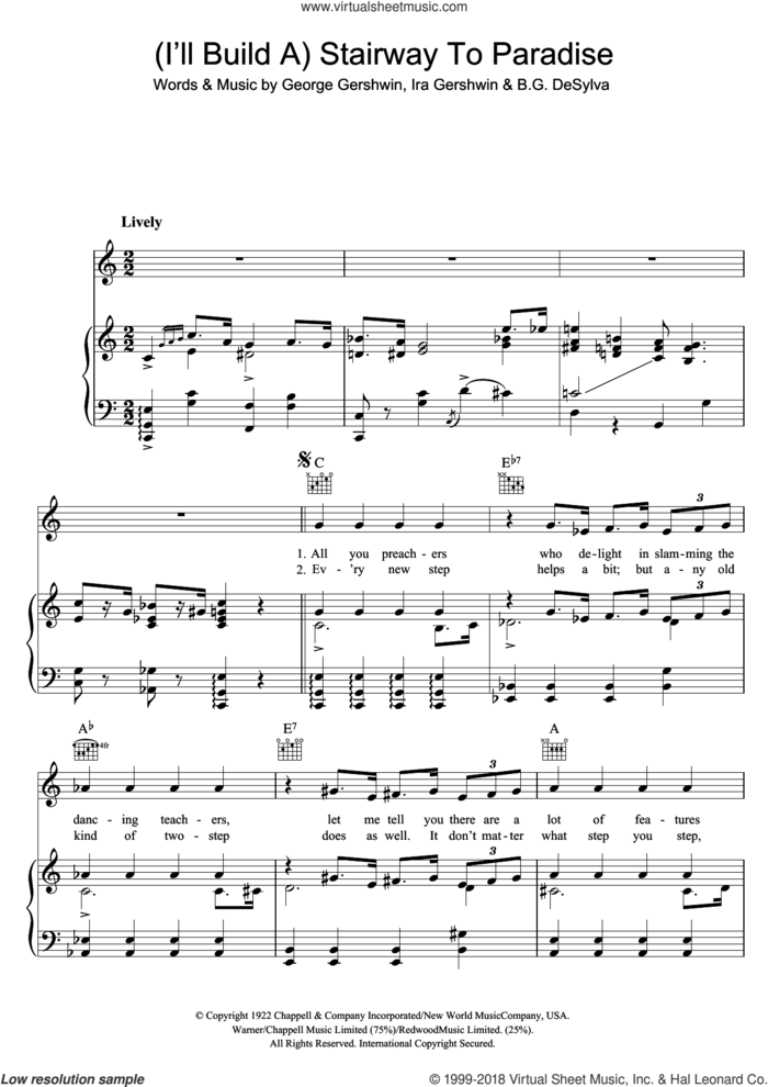 I'll Build A Stairway To Paradise sheet music for voice, piano or guitar by Rufus Wainwright, Paul Whiteman & His Orchestra, Buddy DeSylva, George Gershwin and Ira Gershwin, intermediate skill level