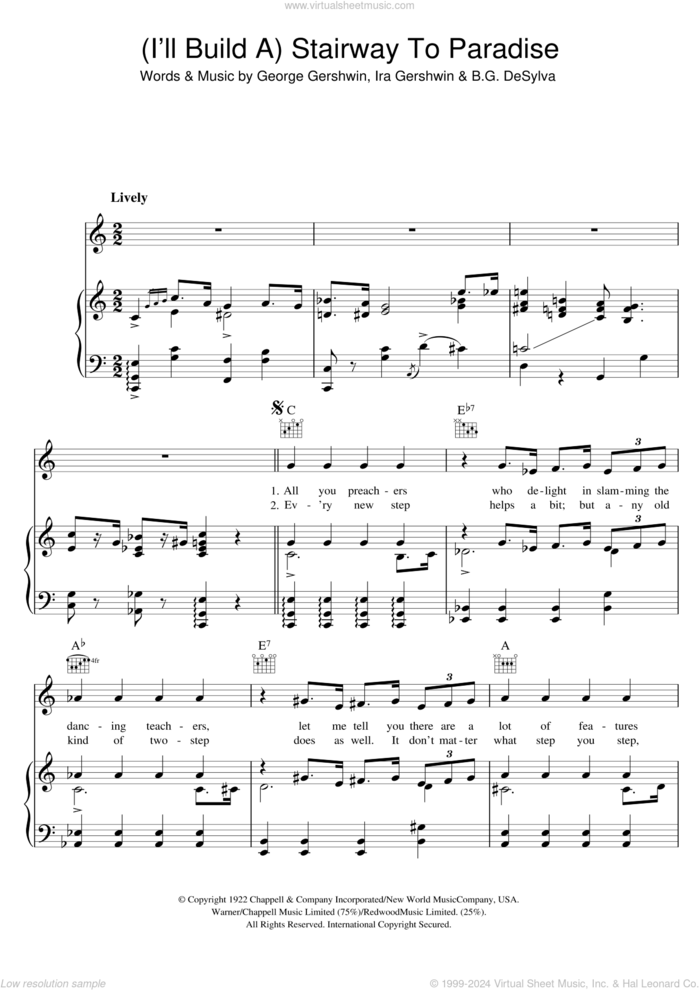 I'll Build A Stairway To Paradise sheet music for voice, piano or guitar by Rufus Wainwright, Paul Whiteman & His Orchestra, Buddy DeSylva, George Gershwin and Ira Gershwin, intermediate skill level