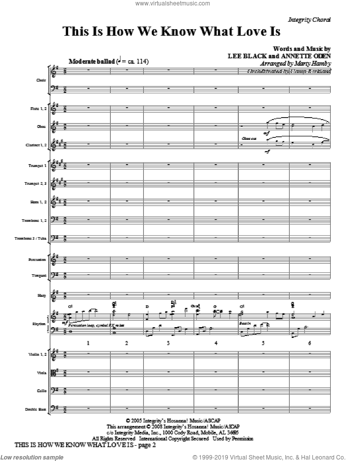 This Is How We Know What Love Is (COMPLETE) sheet music for orchestra/band (Orchestra) by Marty Hamby, Annette Oden and Lee Black, intermediate skill level