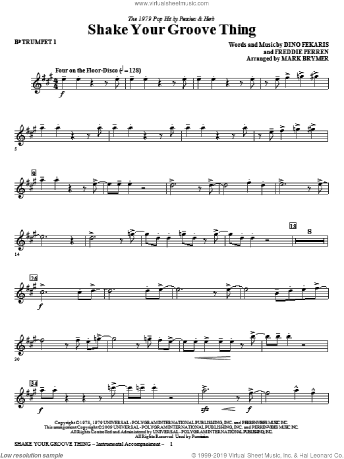Shake Your Groove Thing (complete set of parts) sheet music for orchestra/band by Dino Fekaris, Frederick Perren, Mark Brymer and Peaches & Herb, intermediate skill level
