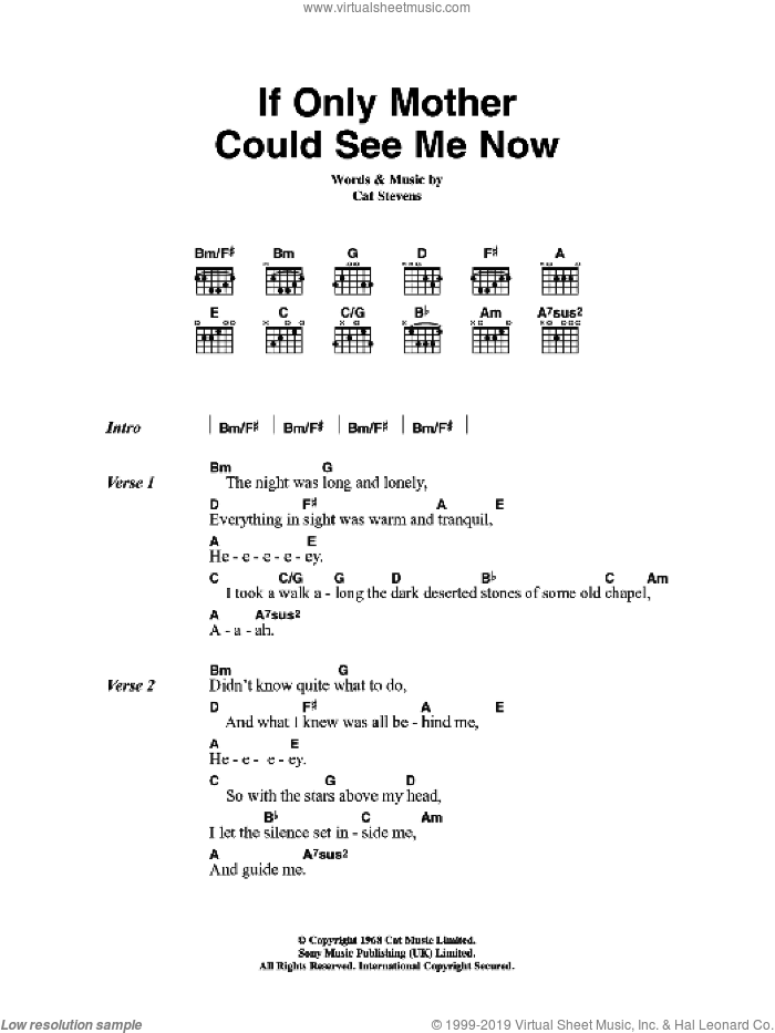 If Only Mother Could See Me Now sheet music for guitar (chords) by Cat Stevens, intermediate skill level