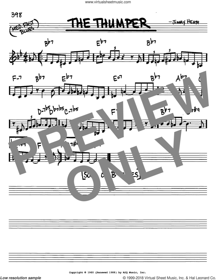 The Thumper sheet music for voice and other instruments (in C) by Jimmy Heath, intermediate skill level