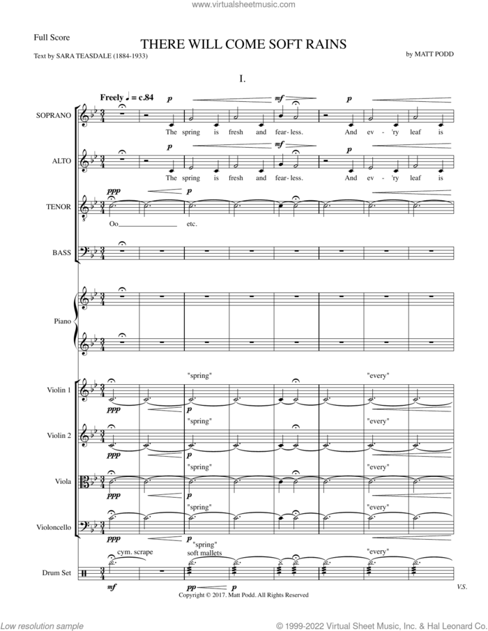 There Will Come Soft Rains (COMPLETE) sheet music for orchestra/band by Sara Teasdale, Matt Podd and Sara Teasdale and Matt Podd, intermediate skill level