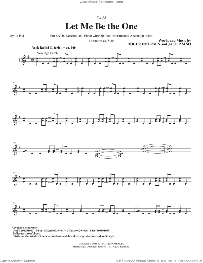 Let Me Be the One (complete set of parts) sheet music for orchestra/band by Roger Emerson, Jack Zaino and Roger Emerson & Jack Zaino, intermediate skill level