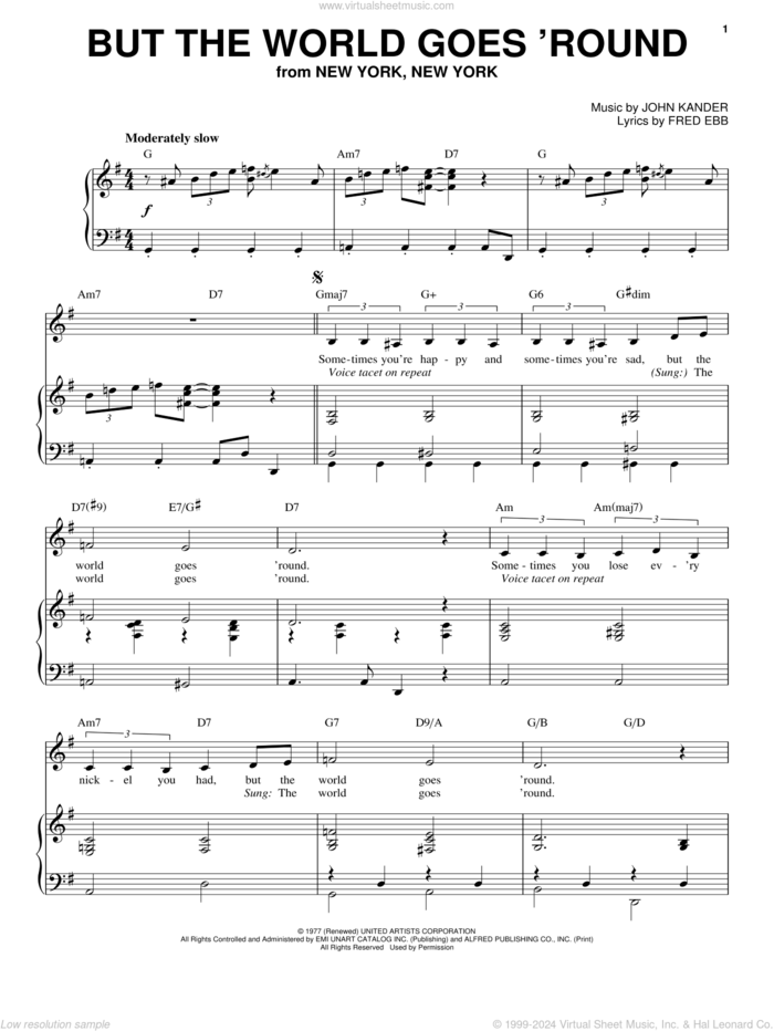 But The World Goes 'Round sheet music for voice and piano by Liza Minnelli, Kander & Ebb, Fred Ebb and John Kander, intermediate skill level