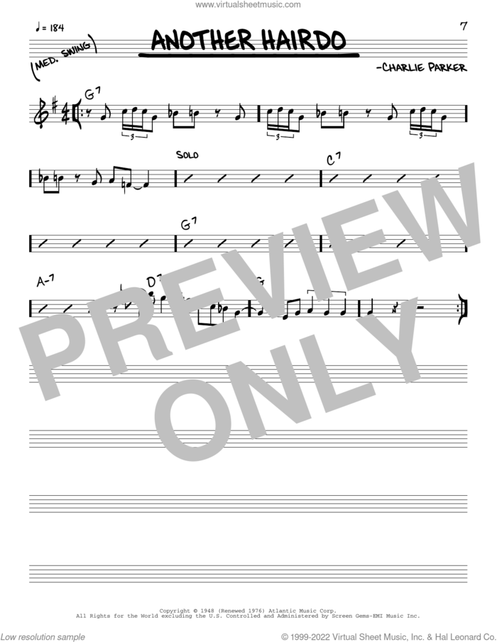 Another Hairdo sheet music for voice and other instruments (real book) by Charlie Parker, intermediate skill level