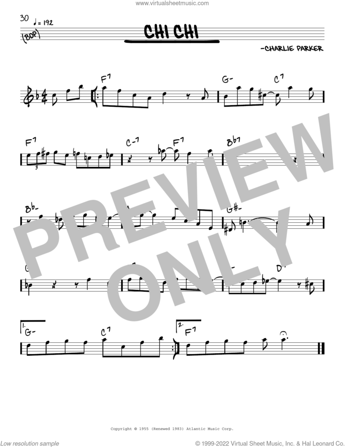 Chi Chi sheet music for voice and other instruments (real book) by Charlie Parker, intermediate skill level