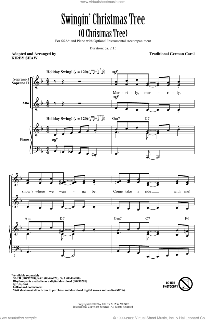 Swingin' Christmas Tree (O Christmas Tree) (arr. Kirby Shaw) sheet music for choir (SSA: soprano, alto)  and Kirby Shaw, intermediate skill level