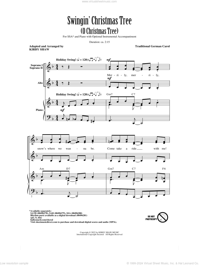 Swingin' Christmas Tree (O Christmas Tree) (arr. Kirby Shaw) sheet music for choir (SSA: soprano, alto)  and Kirby Shaw, intermediate skill level