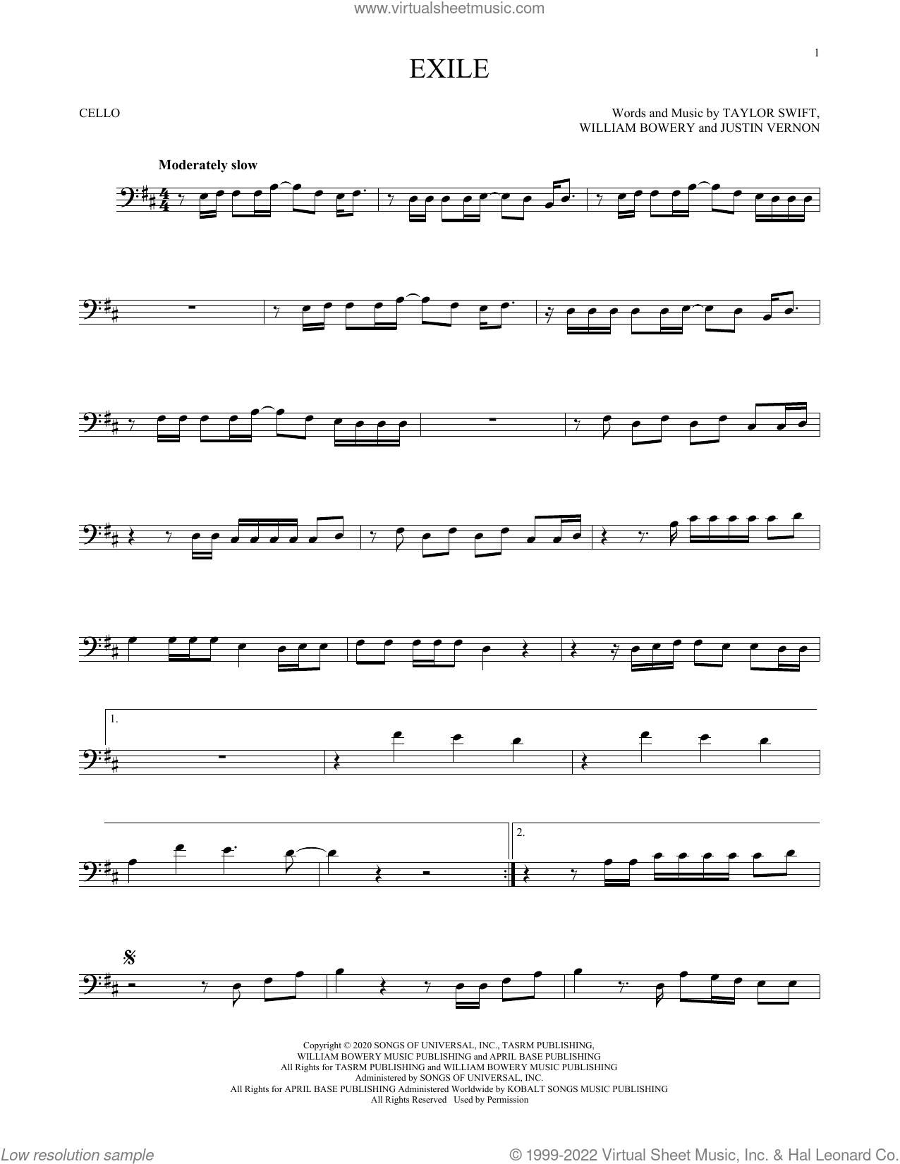 Taylor Swift Glitch - Bass Clef Instrument Sheet Music (Cello