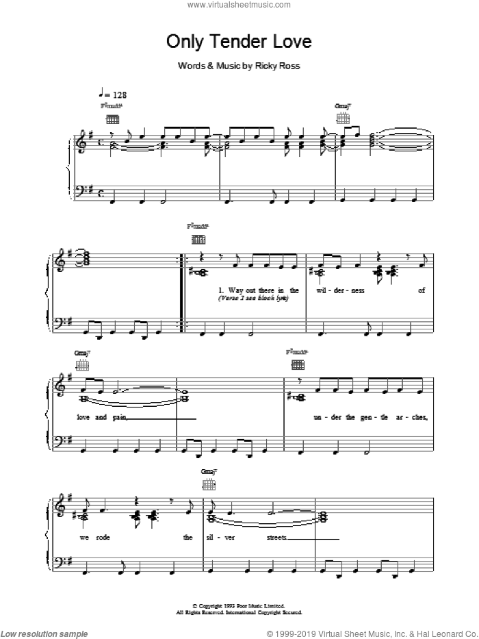 Only Tender Love sheet music for voice, piano or guitar (PDF)